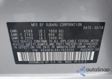 2018 Subaru Impreza 2.0I Sport из США, поврежденный, VIN 4S3GKAL69J1623255